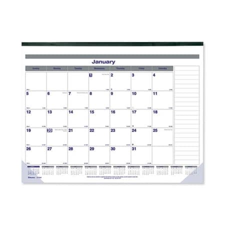 Blueline, NET ZERO CARBON MONTHLY DESK PAD CALENDAR, 22 X 17, BLACK BAND AND CORNERS, 2021